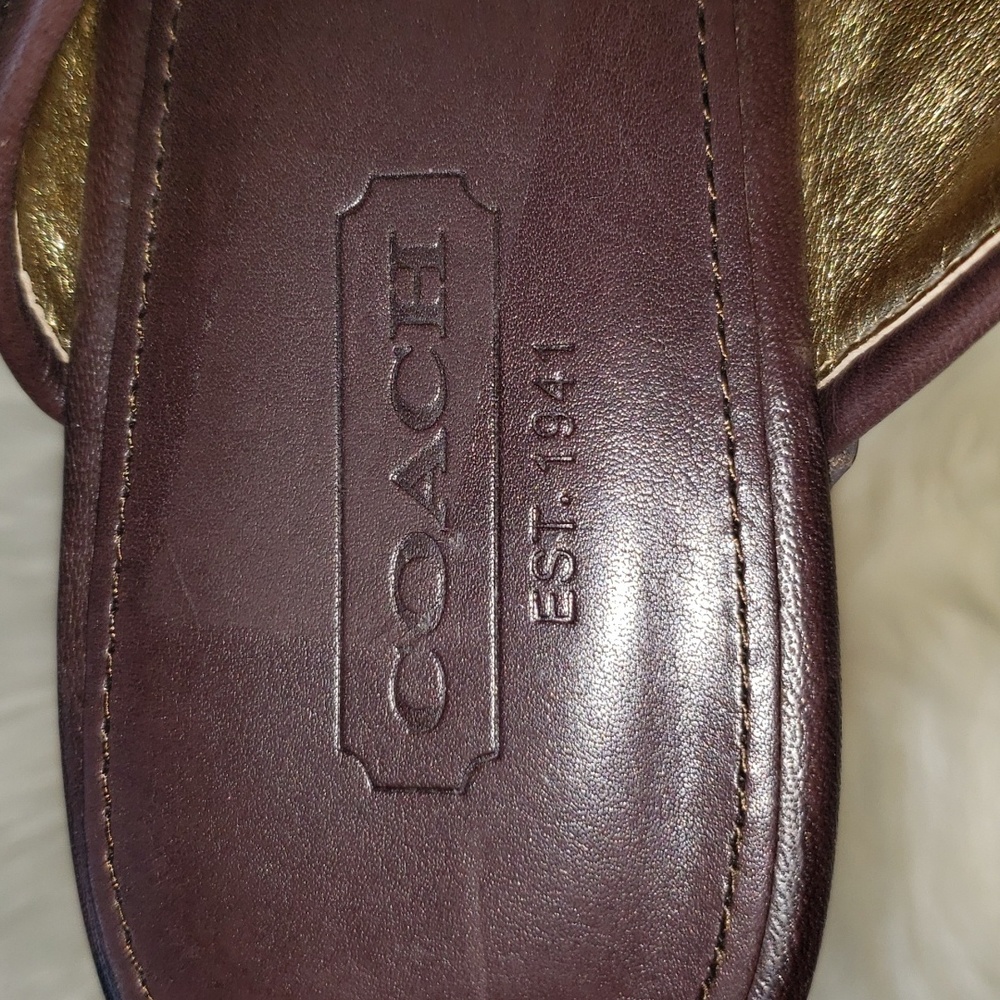 Coach Platform Wedge Open Toe Slide Sandals Brown Tan 6 - Picture 9 of 10
